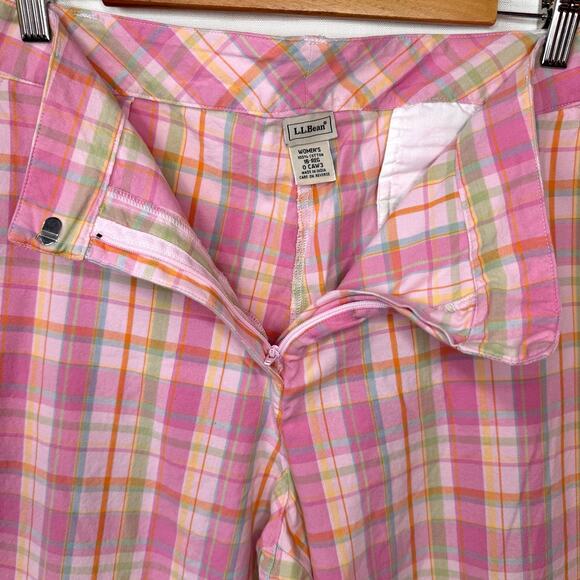 Vtg LL Bean Capri Pant Womens 16 Plaid Cotton Picnic Camping Summer Coastal Pink - Picture 3 of 9